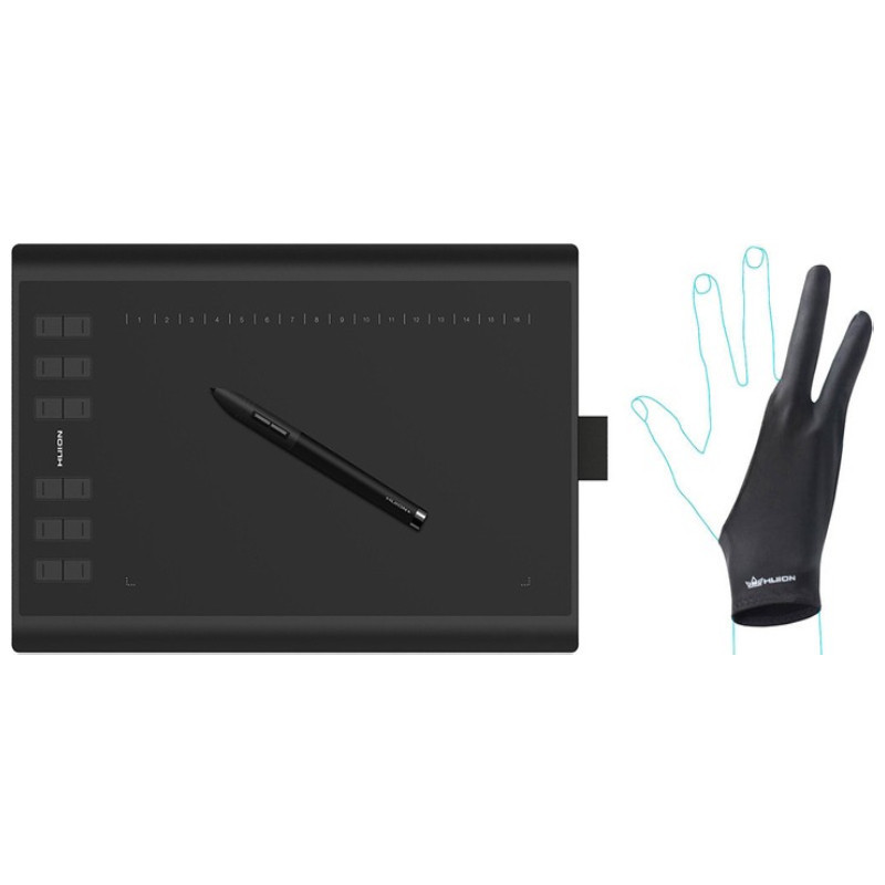 New_Графічний планшет Huion New 1060Plus + рукавичка ( Чорний ) Харьков - изображение 8