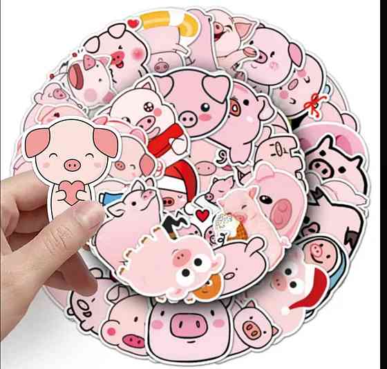 Наклейки со свинками 50 шт - милый набор для декора Киев