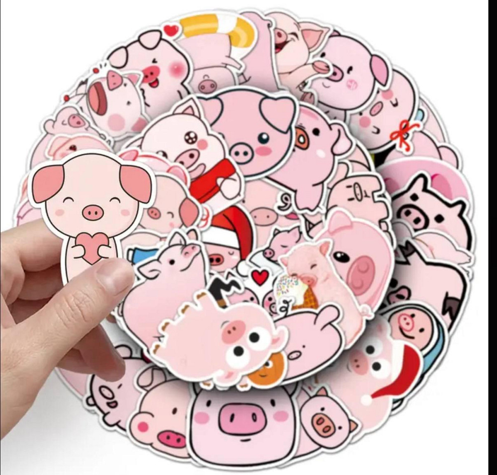 Наклейки со свинками 50 шт - милый набор для декора Киев - изображение 3