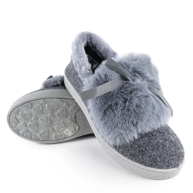 Капці жіночі сірі з хутром теплі домашні тапочки з задніком комфортні якісні Одеса - фото 4
