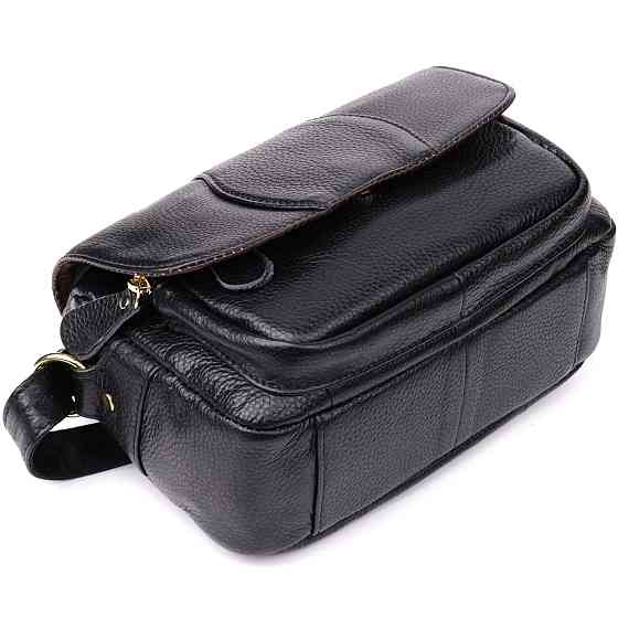 Качественная сумка из натуральной кожи для стильных женщин Vintage 22972 Черный Киев