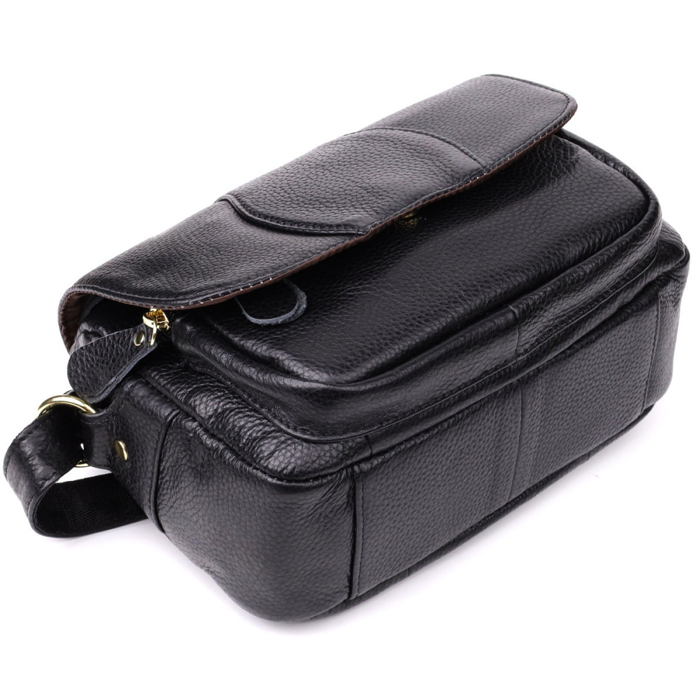 Качественная сумка из натуральной кожи для стильных женщин Vintage 22972 Черный Киев - изображение 5