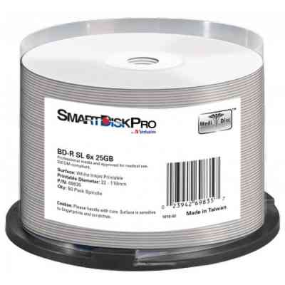 Диск BD SmartDisk PRO BD-R 25GB 6X White InkJet Printable WRAP(22-118 мм) 50шт (69835) Винница
