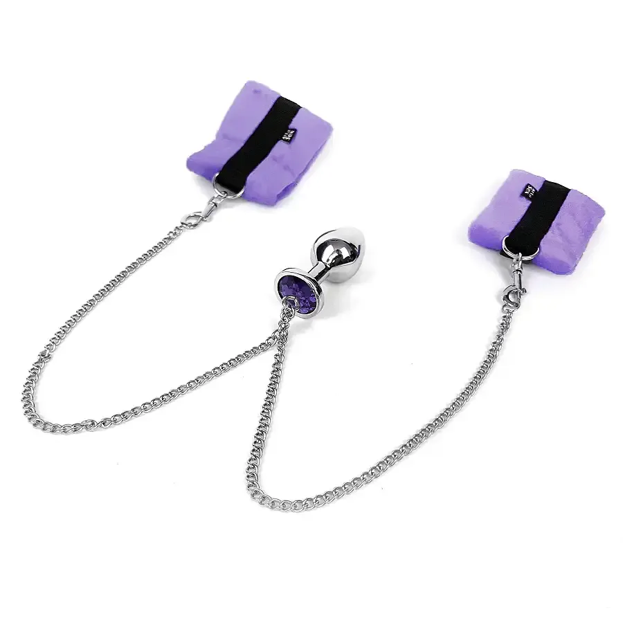 Наручники з металевою анальною пробкою Art of Sex Handcuffs with Metal Anal Plug size M Purple Львів - фото 3