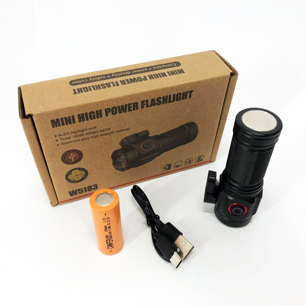 Мощный ручной фонарь повербанк W5183-4XHP360, Армейские тактические фонари, Пылезащищенный фонарь PS-53 Львов - изображение 6