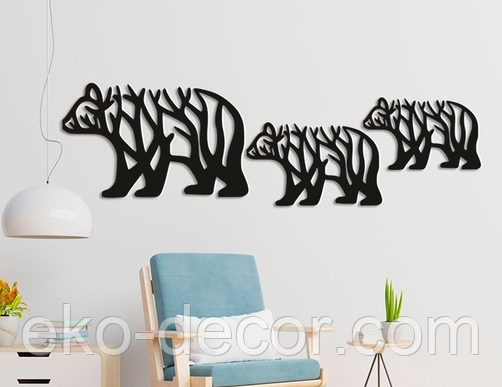 Декоративное настенное Панно «Мишки» Декор на стену Білий, 90*55 см.-1 шт 54*33см.-2 шт Киев