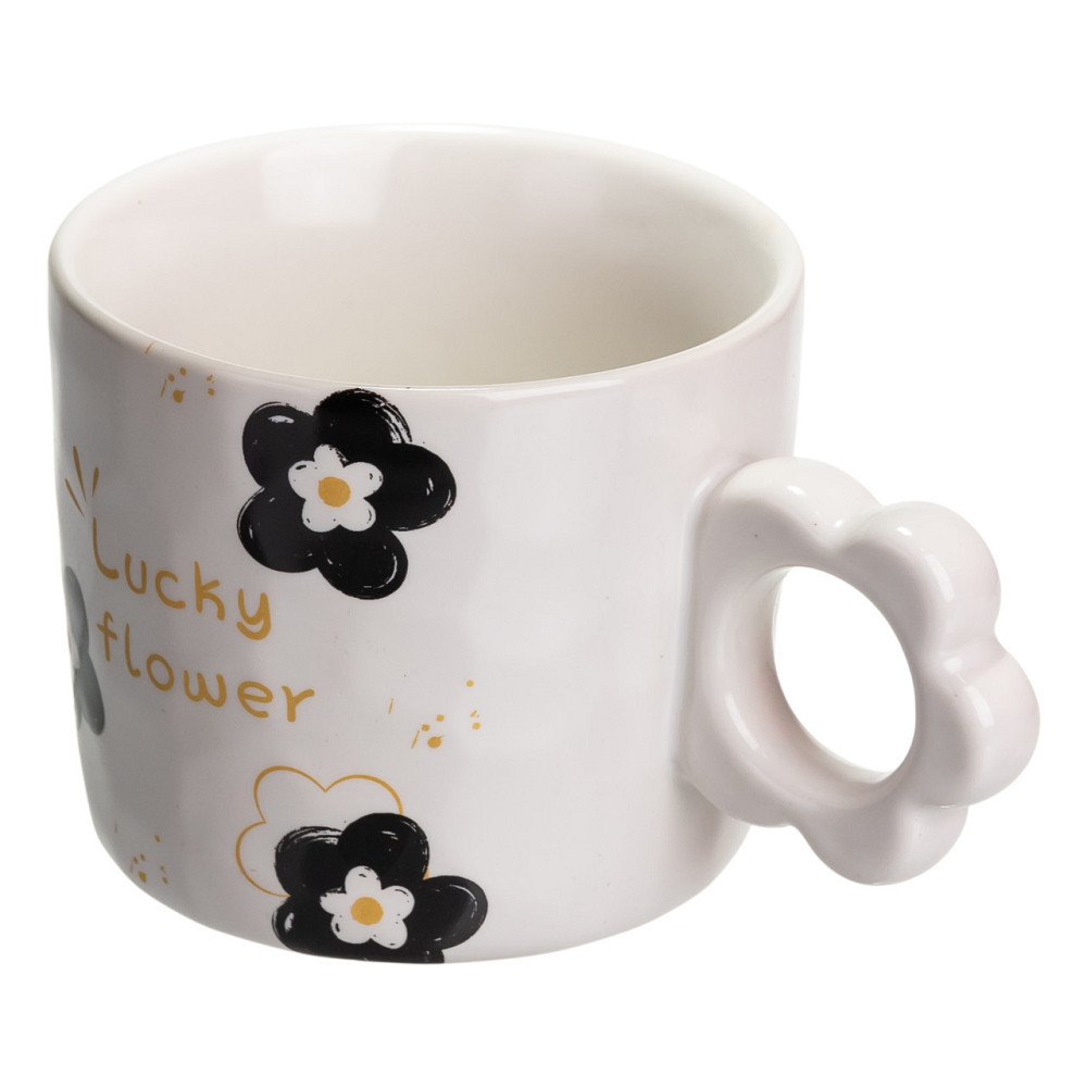 Чашка для чаю та кави порцелянова Lucky Flower 420 (мл) гарна оригінальна кружка на подарунок Біла FM-14D SBR Київ - фото 4