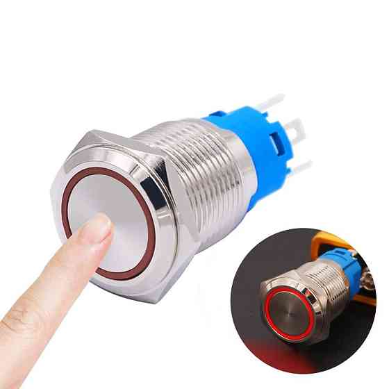 Кнопка 22мм повертаюча LED червона 9-24В Київ