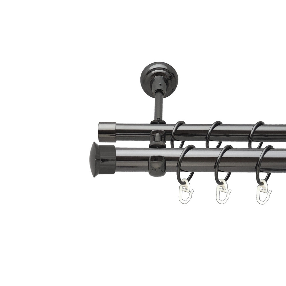 Карниз Orvit Дуо металевий дворядний відкритий Онікс 25\19 мм 240 см (00-00012185) Львів - фото 1