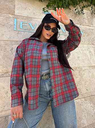 Жіноча сорочка в клітинку з камінчиками Oversize Харків