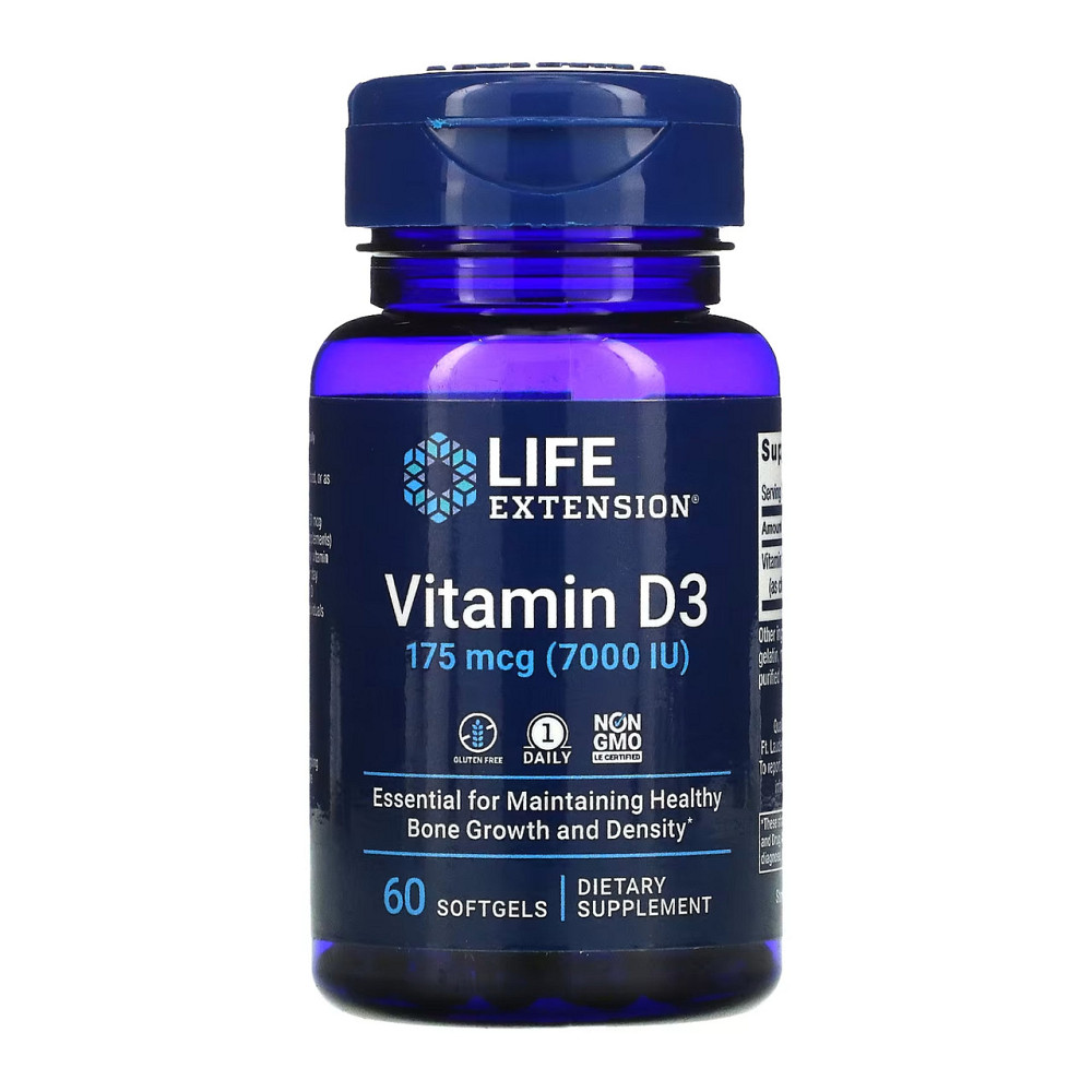 Вітамін Д3 Life Extension Vitamin D3 175 mcg (7000 IU) 60 гел капс Київ - фото 1