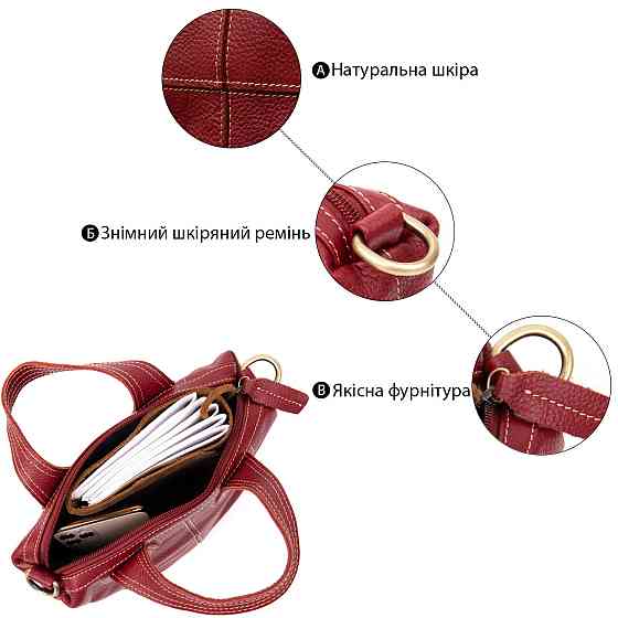 Сумка женская на молнии флотар Красная (Vintage) Киев