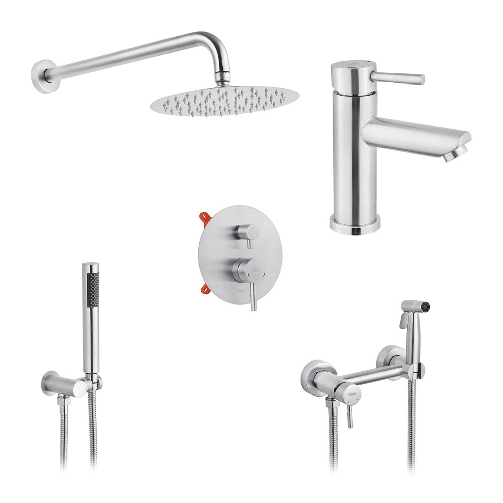 Набор 3 в 1 душевая система Kroner Edelstahl Klassisch-ESG082 + смеситель Edelstahl Klassisch-ESG010 + Киев - изображение 1