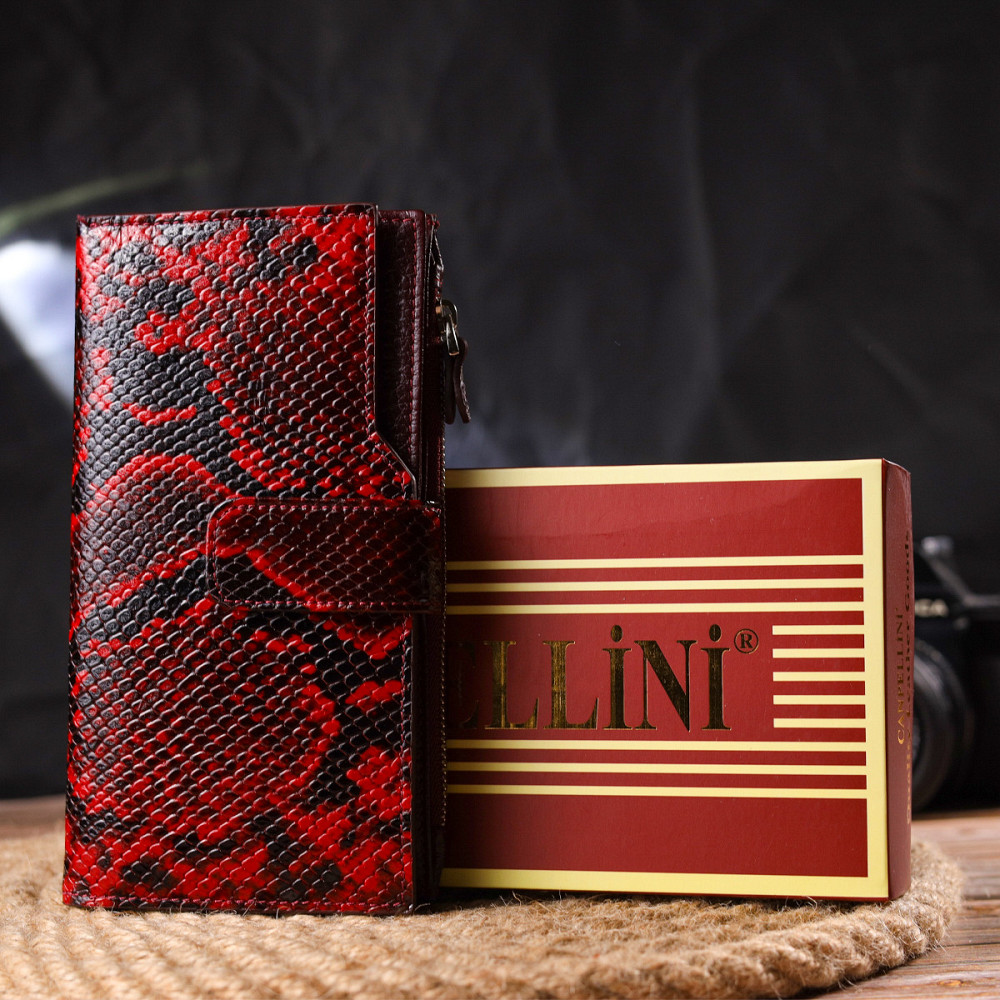 Необычный женский кошелек из натуральной кожи с тиснением под змею CANPELLINI 21647 Разноцветный Киев - изображение 9