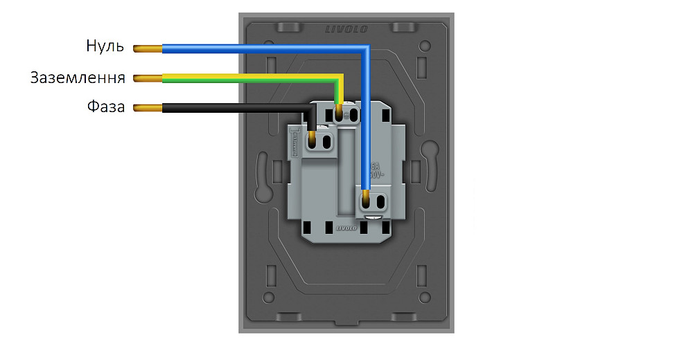 LIVOLO Подвійна електрична розетка в один підрозетник з заземленням LIVOLO, чорна, скляна рамка Коломия - фото 2