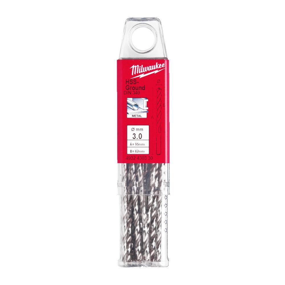 Свердло по металу HSS-G MILWAUKEE DIN340, діаметр 3,0 x 100 мм, (10шт) пластикова коробка Одеса - фото 1