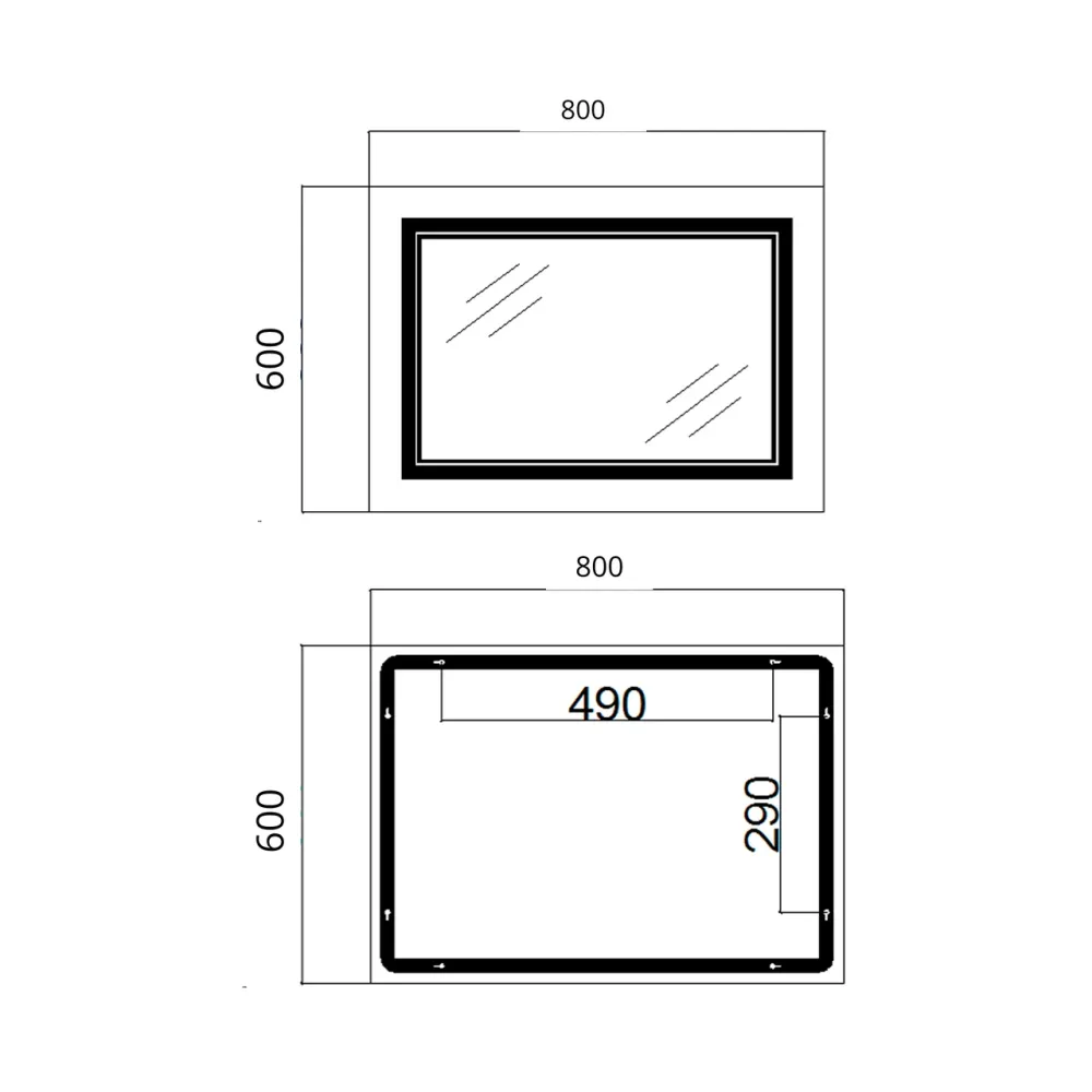 Дзеркало Qtap Cardinal (CA1) 800х600 з LED-підсвіткою Touch, з антизапотіванням, з димером, темп. кольору (3000-6500K) Reverse Київ - фото 14