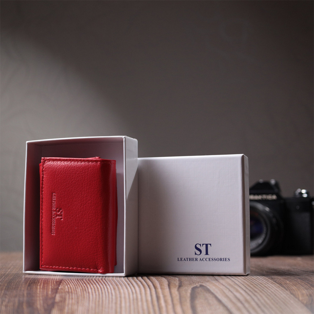 Маленький удобный кошелек с монетницей из натуральной кожи ST Leather 22741 Красный Киев - изображение 1