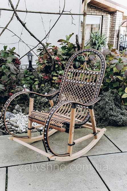 Крісло гойдалка плетена зручна | Крісло-гойдалка плетене з лози | крісло качалка для дачі Київ - фото 2