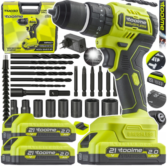 Дриль-шуруповерт ударний безщітковий 50Нм Toolme (Польща) Київ