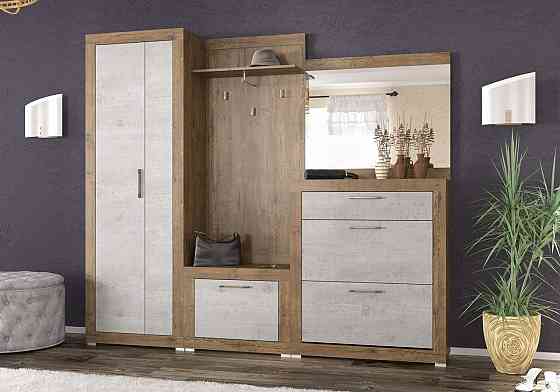 Передпокій з дзеркалом Парма (комплект 226 см) Меблі Сервіс Дуб Апріл, Бетон Індастрі Львів