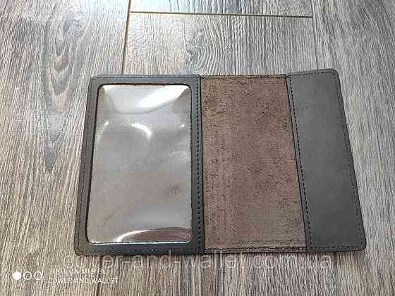 Кожаная обложка на загранпаспорт с прозрачным окном черного цвета PS Leather Киев