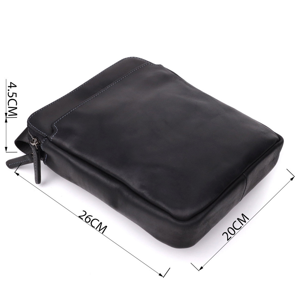 Практична чоловіча сумка через плече з вінтажної натуральної шкіри Shvigel 20870_1 Чорний Київ - фото 9