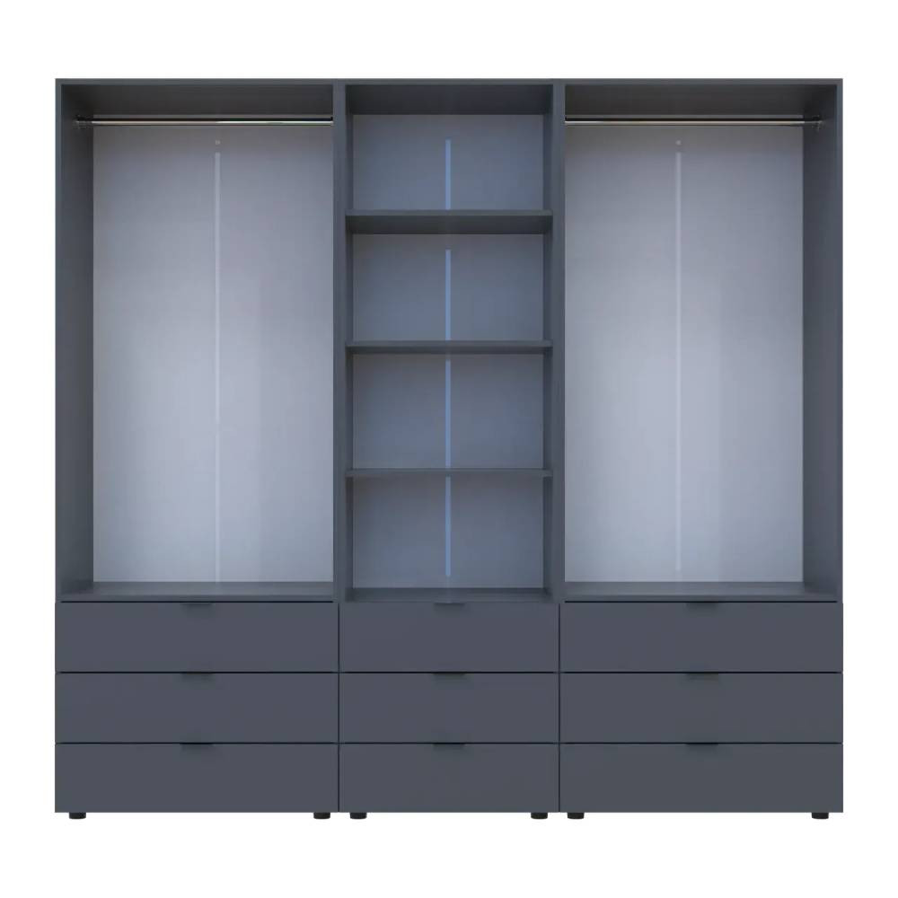 Шафа для одягу Doros Гелар Графіт 2+2ДСП з пеналом 215х49.5х203.4 (DRS-011916) Дніпро - фото 6