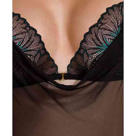 Сорочка Passion DELIENA CHEMISE S/M black, стрінги із заниженою талією Sex Aura Київ