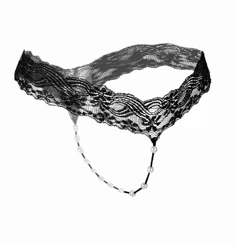 Еротичні трусики з перлами універсальний чорний Київ - фото 1