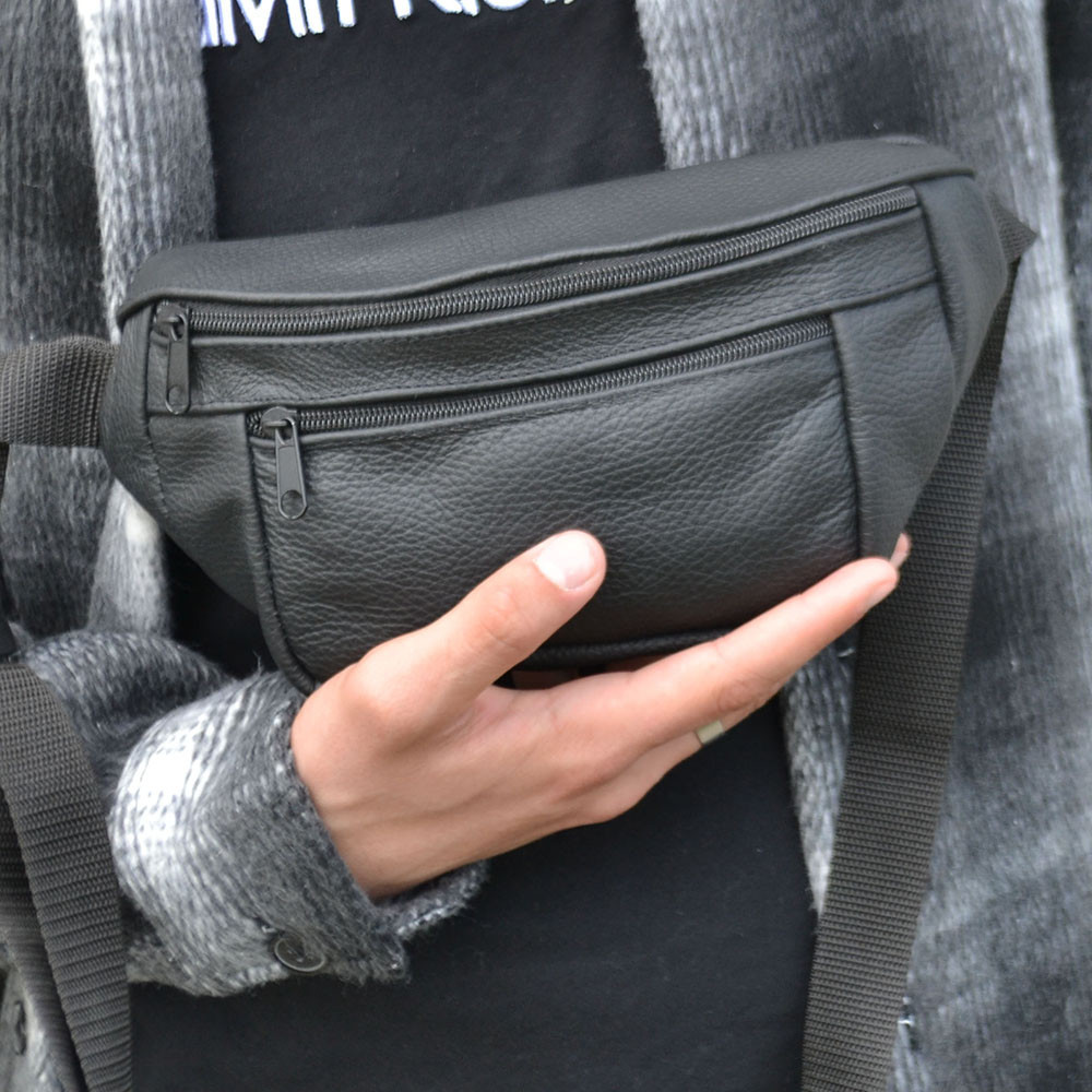 Стильная сумка бананка мужская кожаная коричневая Поясная нагрудная сумка натуральная кожа Киев - изображение 5