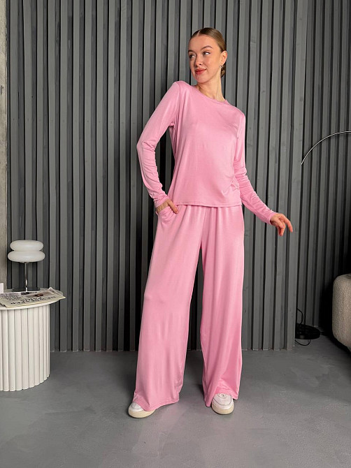Женский базовый повседневный костюм из легкой вискозы Розовый Одесса - изображение 4