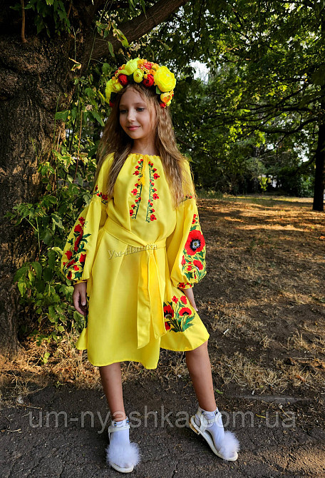 Платье вышиванка желтая с маками для девочки Кривой Рог - изображение 3