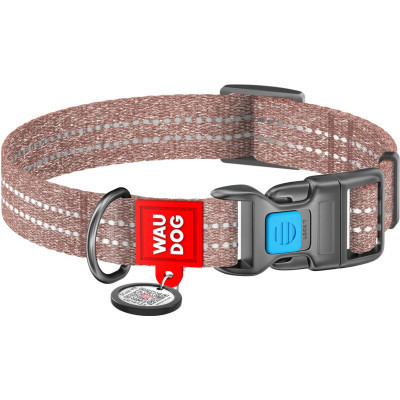 Ошейник для животных WAUDOG Re-cotton с QR паспортом светоотражающий Ш 20 мм Д 28-40 см коричневый (02886) Винница - изображение 1