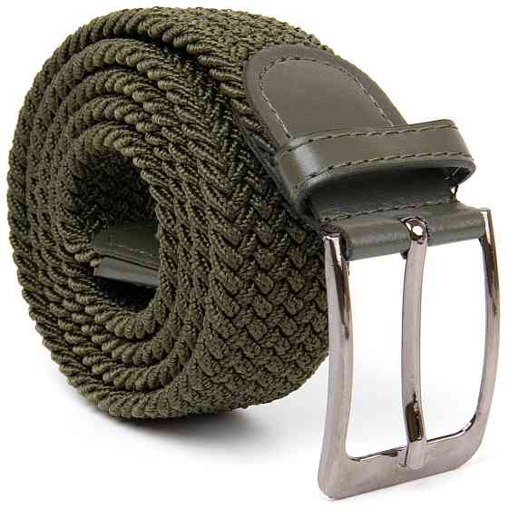 Текстильний чоловічий ремінь класика Vintage 20527 Оливковий Київ