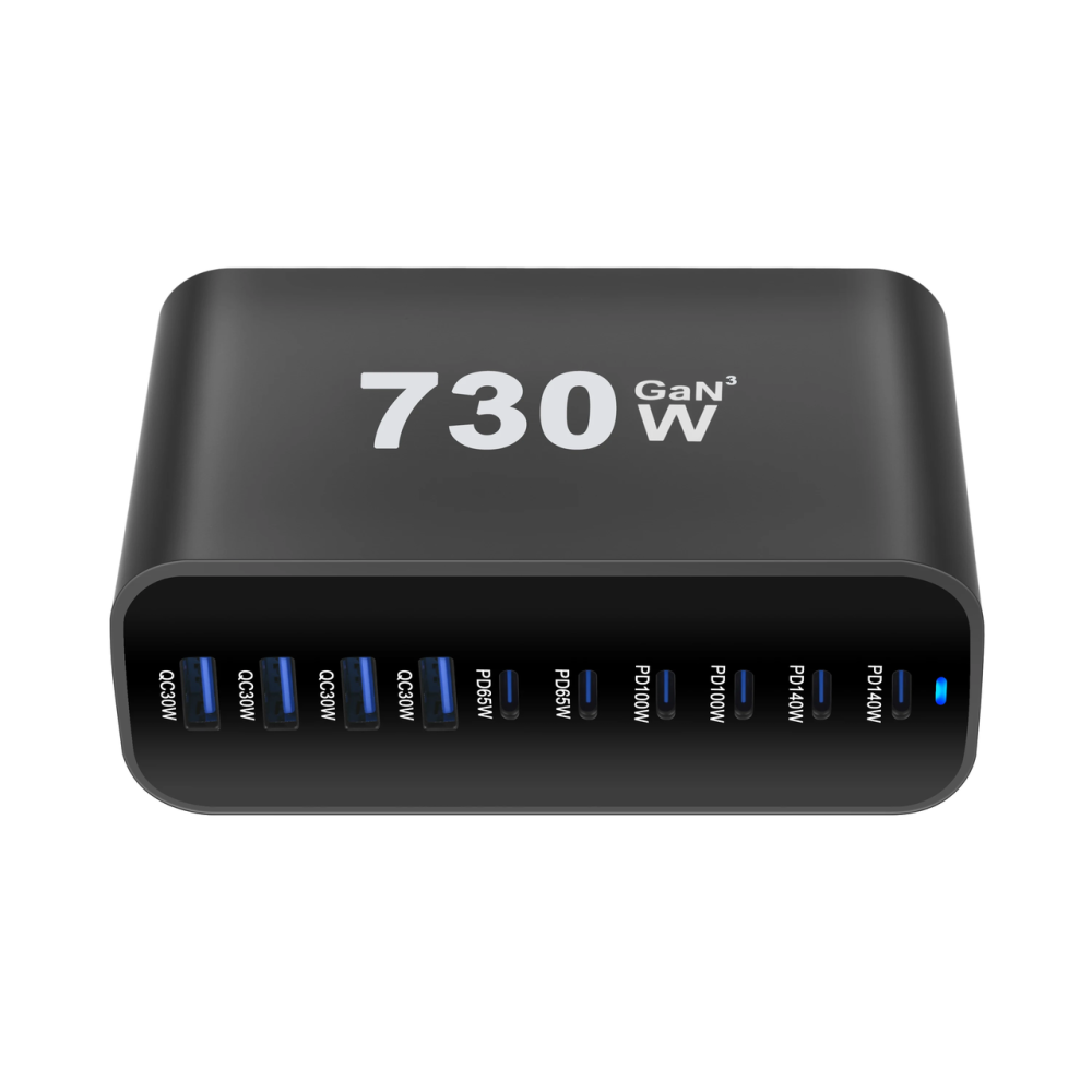 Мережевий зарядний пристрій GAN3 YMS-730W 2Type-C-140 W 2Type-C-100 W 2Type-C-65W 4USBQC3.0-30W Чорний Вінниця - фото 3