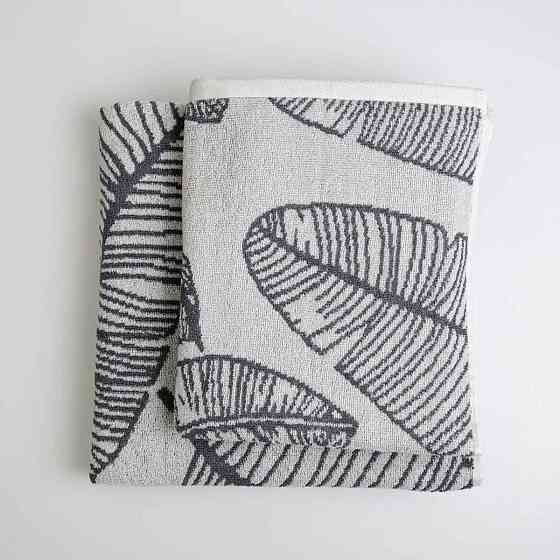 Набор махровых полотенец с рисунком перо 2шт GM Textile 50х90см, 70х140см 400г/м2 (Серый) Сумы