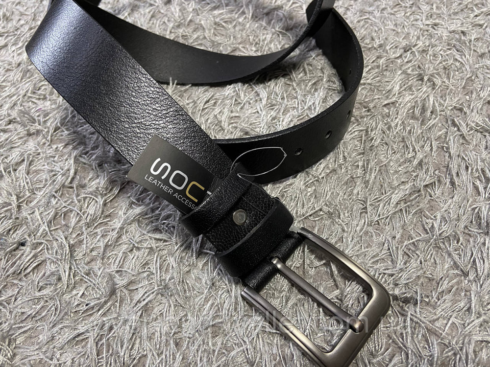 Чоловічий джинсовий шкіряний ремінь чорного кольору ST Leather Київ - фото 3