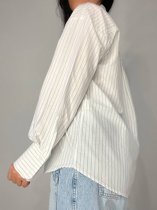 Сорочка жіноча Mix Ray 4465 оверсайз блакитна смуга біла, білий, L Київ - фото 18