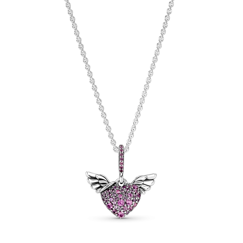 Срібне намисто Pandora Серце з паве та крилами янгола 398505C02 Київ - фото 1