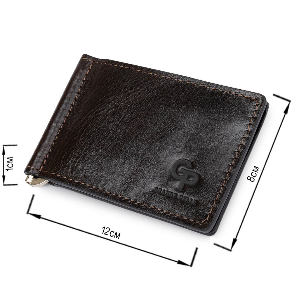 Чоловічий практичний затиск для грошей GRANDE PELLE 11403 Темно-коричневий Київ - фото 9