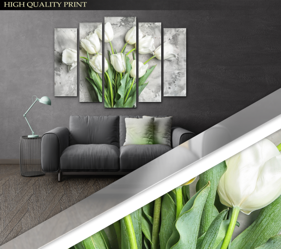 Модульна картина у вітальню / спальню Квіти Тюльпани Art-366_5 ( 80х118см ) Київ