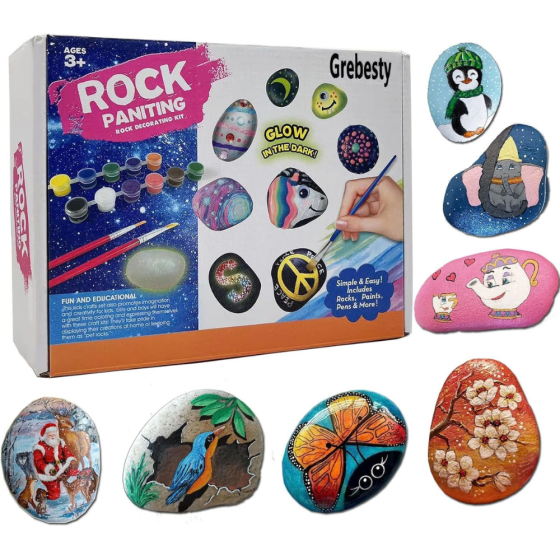 Творчий набір для малювання на камені: фарби, що світяться, пензлі, наклейки, комплект для хобі та дітей Кам'янець-Подільський