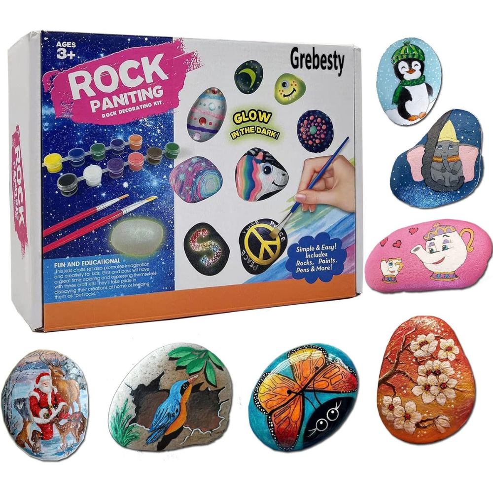 Творчий набір для малювання на камені: фарби, що світяться, пензлі, наклейки, комплект для хобі та дітей Кам'янець-Подільський - фото 1