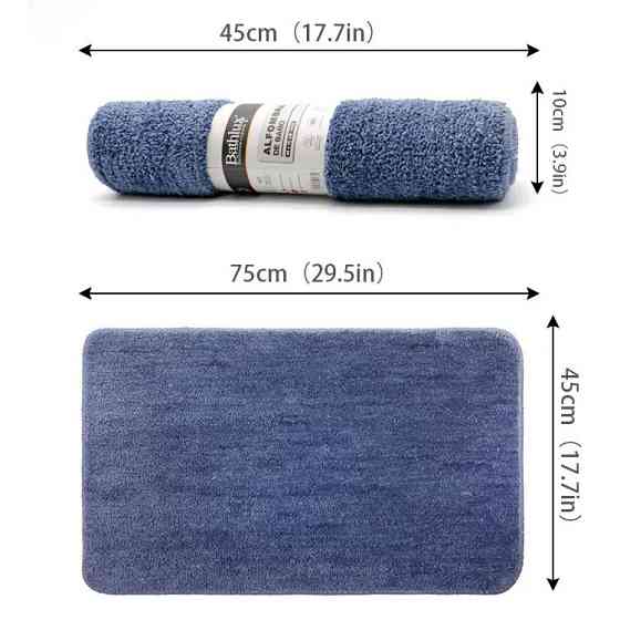 Коврик для ванны и душа Bathlux мягкий тканевой прорезиненный, нескользящий Голубой Каменец-Подольский