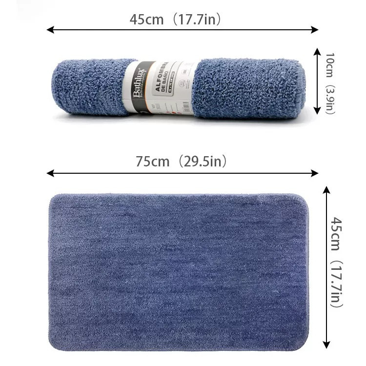 Коврик для ванны и душа Bathlux мягкий тканевой прорезиненный, нескользящий Голубой Каменец-Подольский - изображение 4