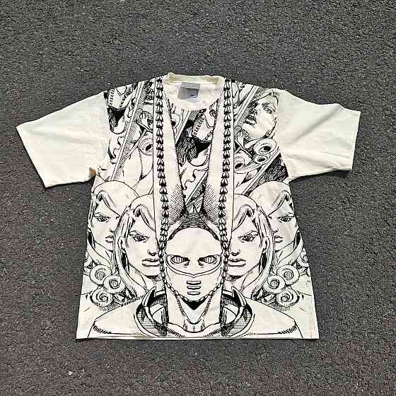 Футболка чоловіча з принтом аніме Аніме Джоджо Стеел Балл оверсайз (S/M/L) Черний Дніпро