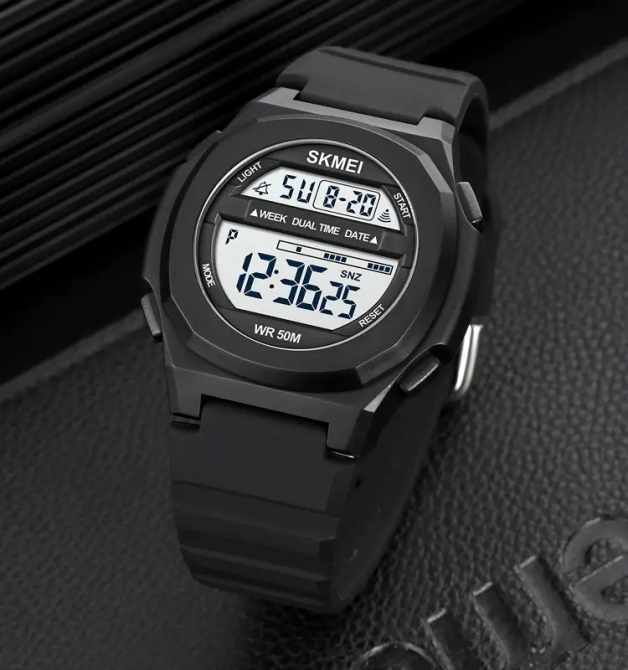 Годинник чоловічий спортивний Skmei 1821 (Чорний з білим циферблатом) Київ - фото 4