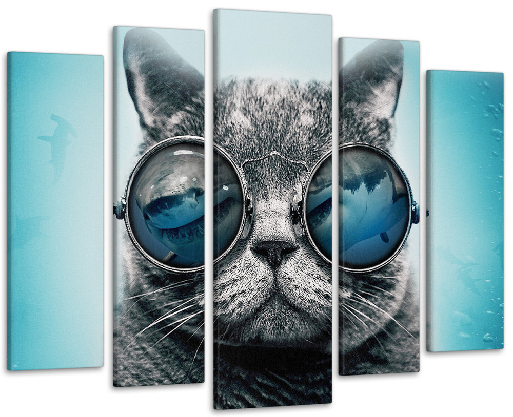 Модульная картина Кот в очках Art-269_5 ( 80х118см ) 90х132 см Киев - изображение 1