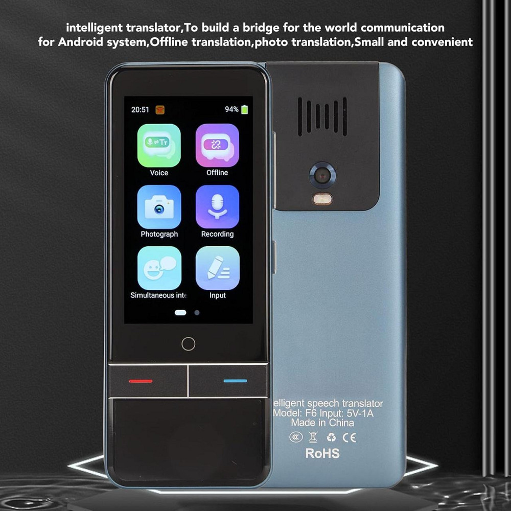 Портативний перекладач Jectse F6 з підтримкою 139 мов, сенсорним екраном, AI переклад, голосовий і фото переклад Київ - фото 7